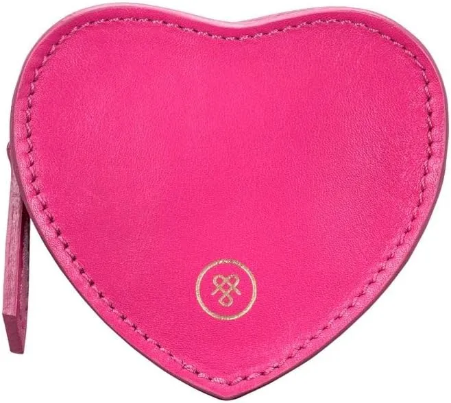 Maxwell Scott - Womens Luxury Soft Leather Small Heart-Shaped Coin Wallet Purse - Handmade - The Mirabella Nappa - Hot Pink