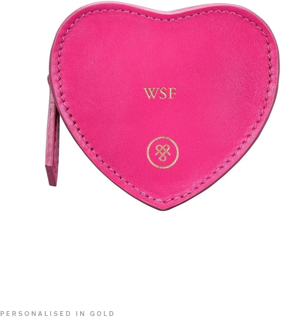 Maxwell Scott - Womens Luxury Soft Leather Small Heart-Shaped Coin Wallet Purse - Handmade - The Mirabella Nappa - Hot Pink