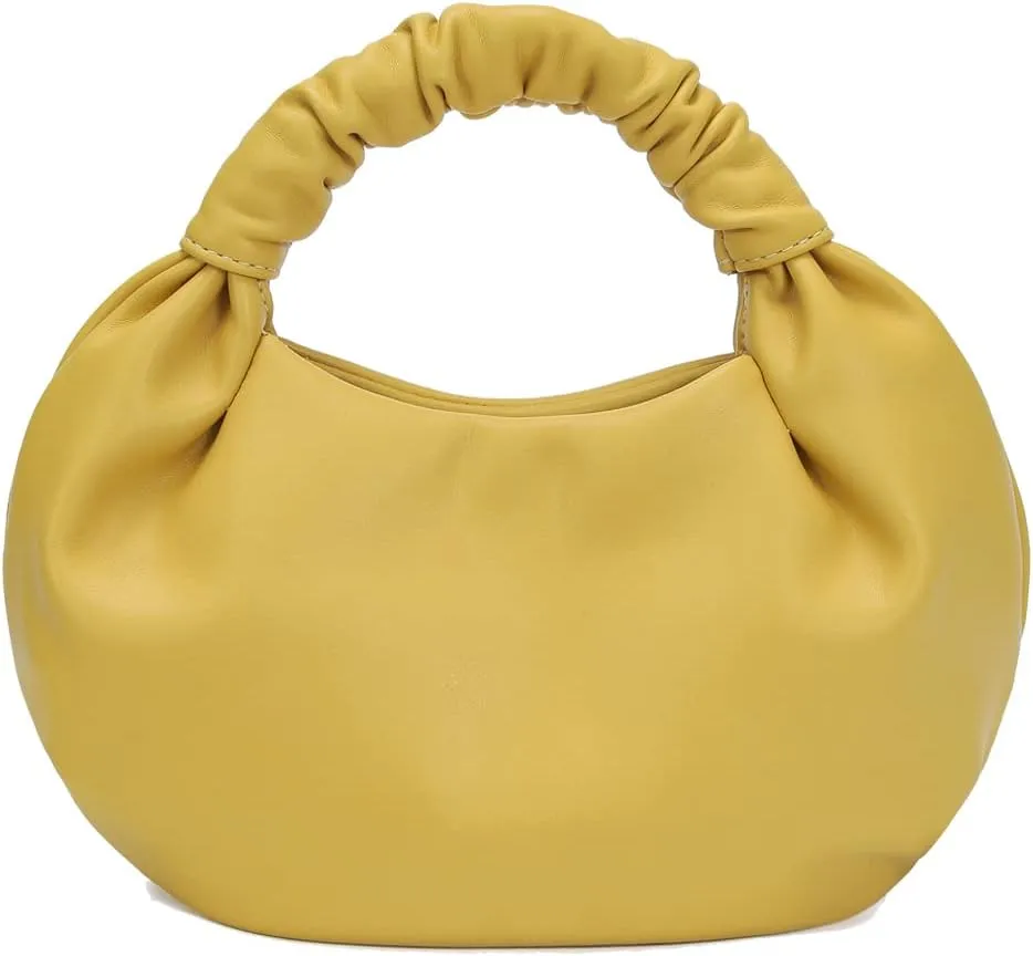 Mini Hobo Tote Bags for Women Soft Leather Clutch Purses for Women Cloud-Shaped Top Handle Bags