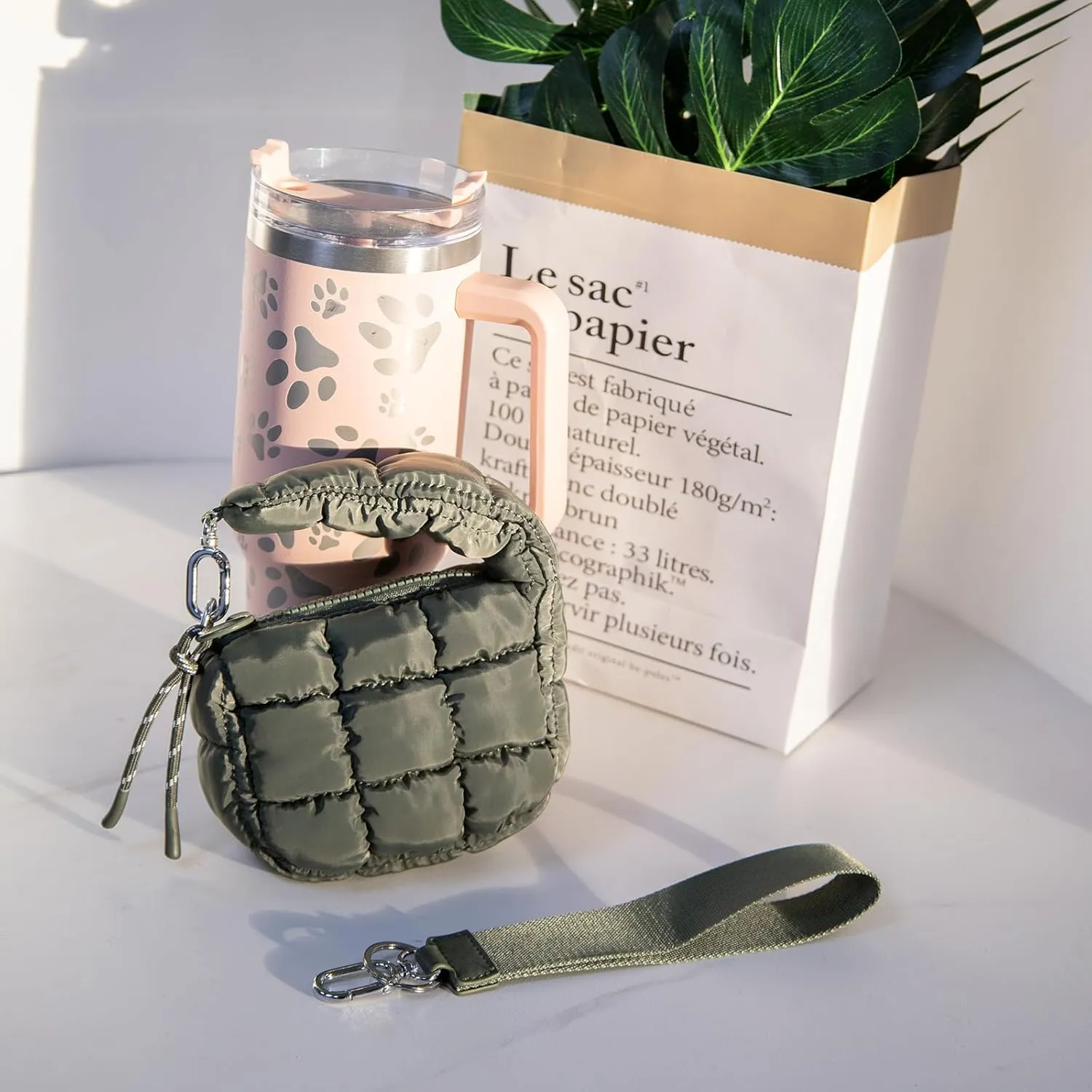 Mini Quilted Wristlet Bag for Women, Puffer Handbags,Evening Bags,Charm Lipstick Bag,Cute bag Charm for Gift