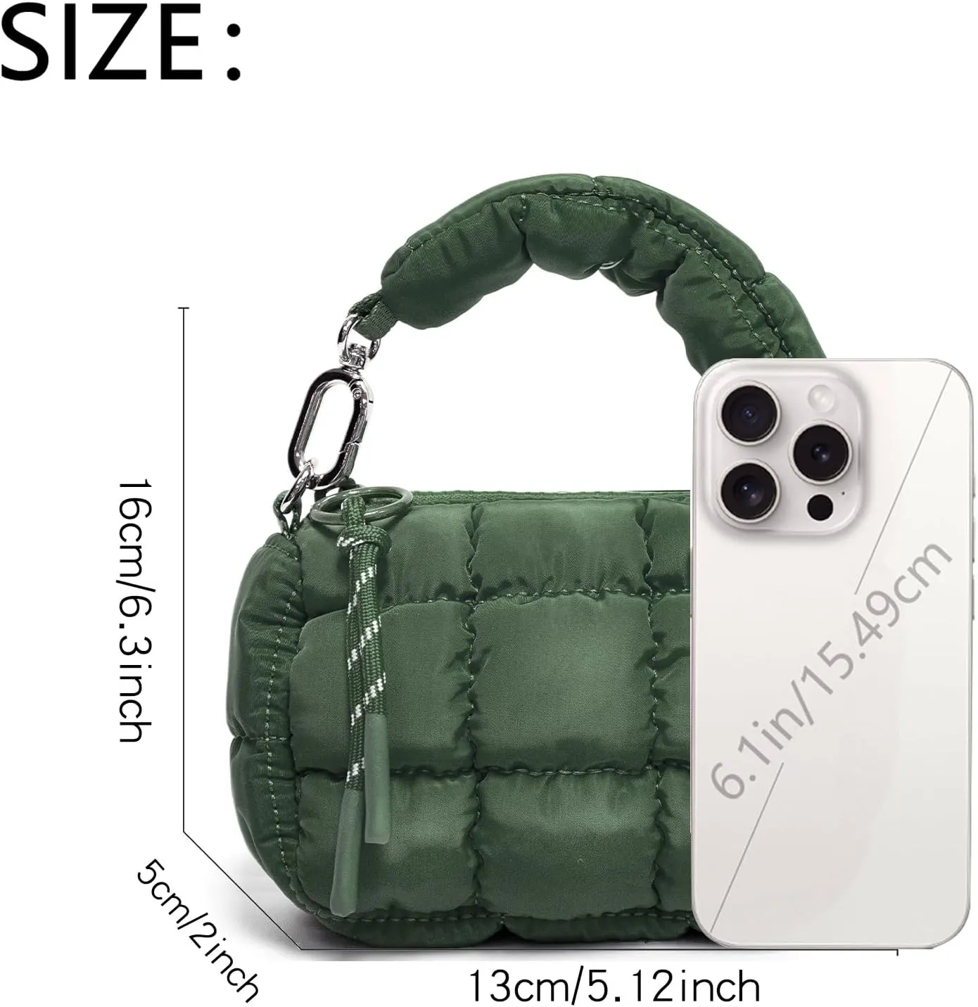 Mini Quilted Wristlet Bag for Women, Puffer Handbags,Evening Bags,Charm Lipstick Bag,Cute bag Charm for Gift