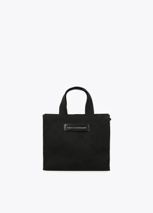 Mini tote bag in monogrammed fabric