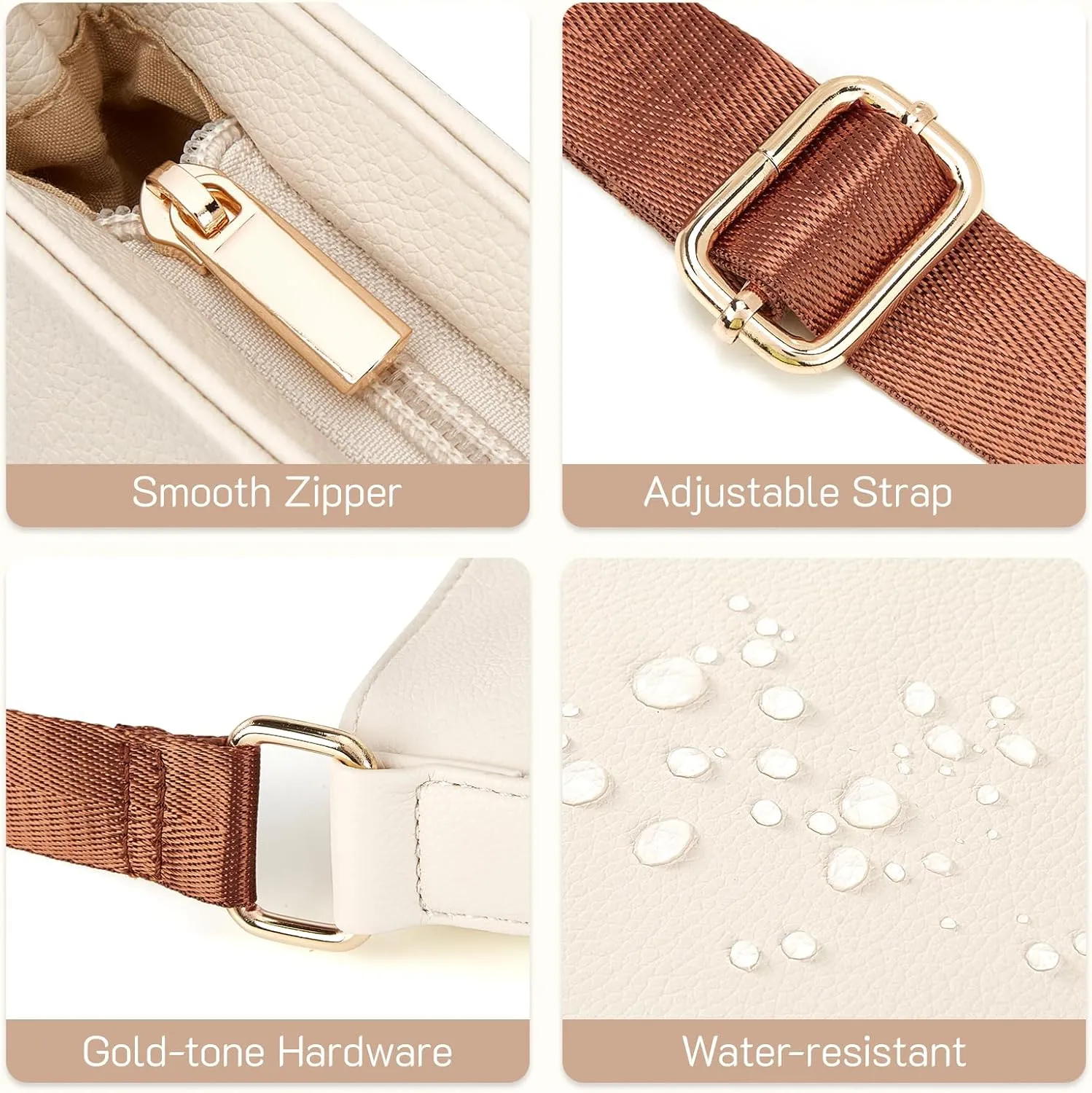 Missnine Crossbody Bags for Women Multi Pocket Purses Soft Leather Medium Shoulder Handbags with Adjustable Strap