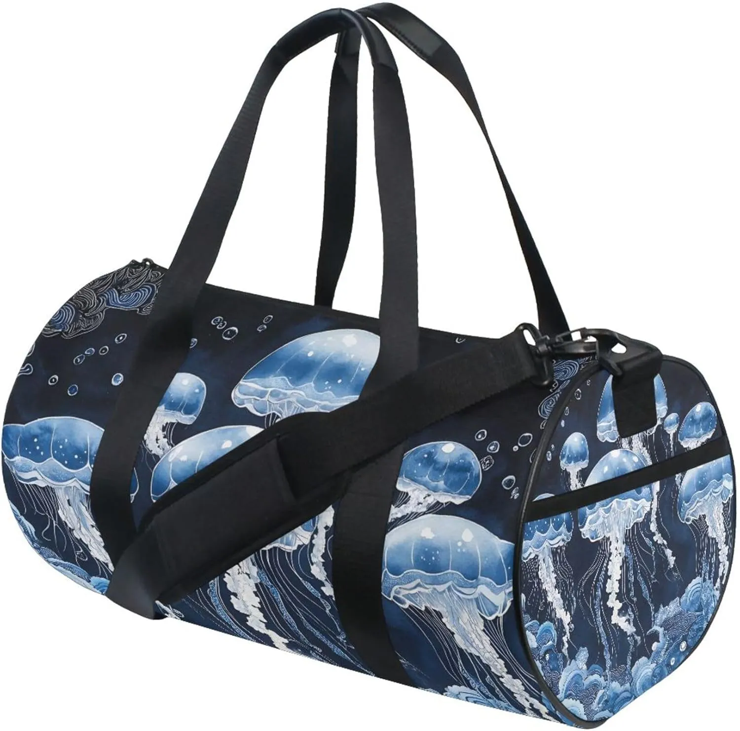 MNSRUU Sports Duffel Bags, Blue Jellyfish Athletic Gym Bag Overnight Workout Travel Tote Luggage for Men Women Yoga