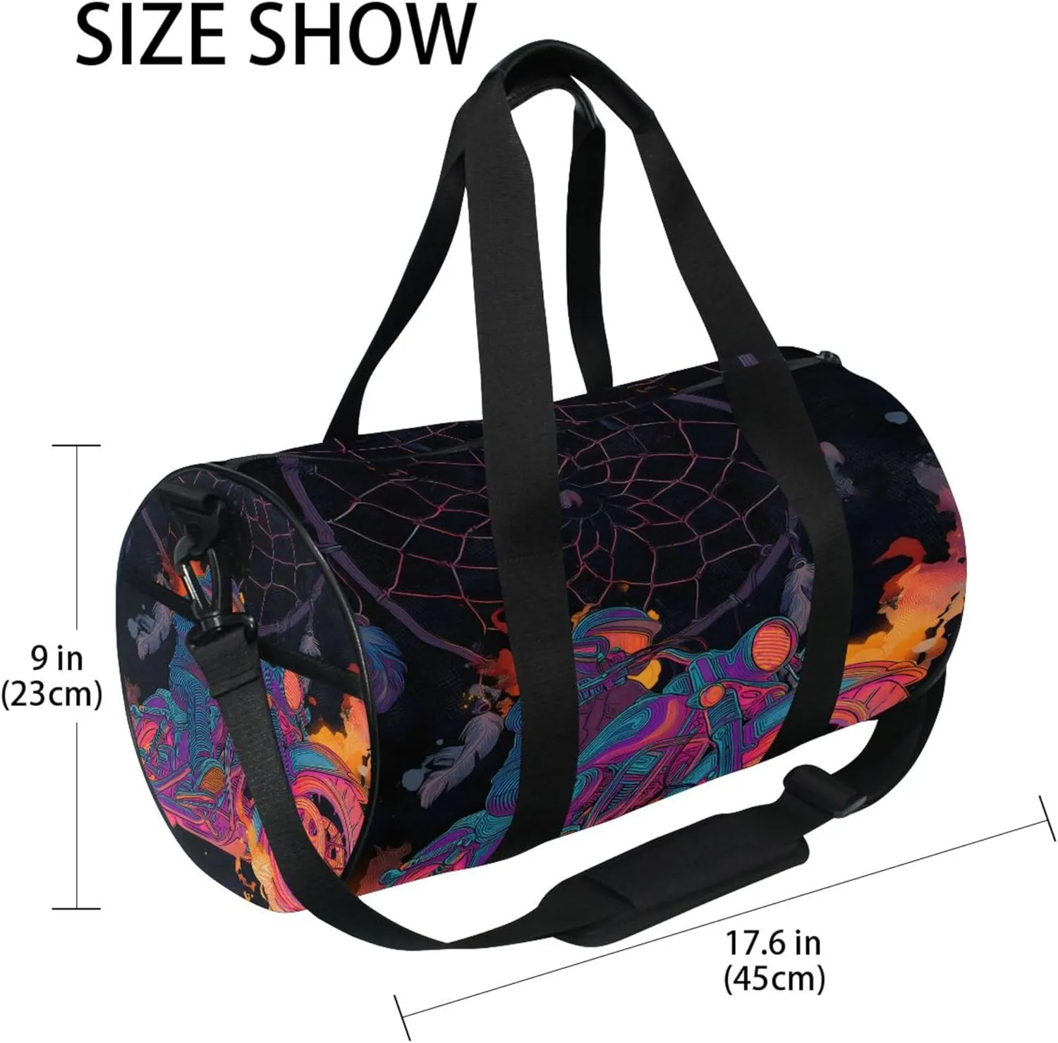 MNSRUU Sports Duffel Bags, Motorcycle Dreamcatcher Athletic Gym Bag Overnight Workout Travel Tote Luggage for Men Women Yoga