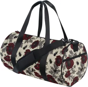 MNSRUU Sports Duffel Bags, Poppy Beetle Athletic Gym Bag Overnight Workout Travel Tote Luggage for Men Women Yoga