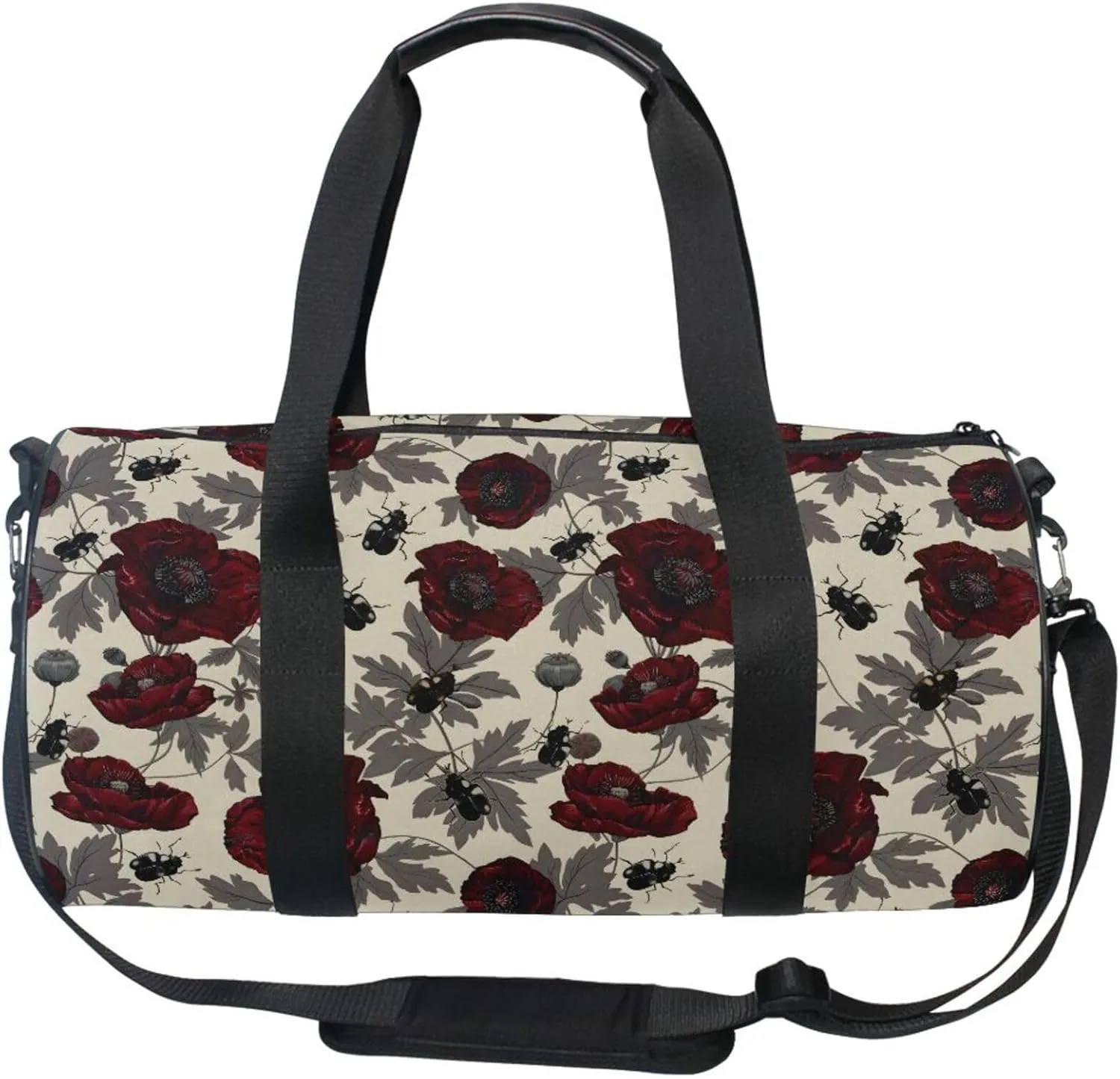MNSRUU Sports Duffel Bags, Poppy Beetle Athletic Gym Bag Overnight Workout Travel Tote Luggage for Men Women Yoga