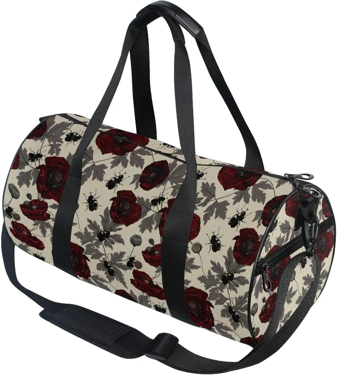 MNSRUU Sports Duffel Bags, Poppy Beetle Athletic Gym Bag Overnight Workout Travel Tote Luggage for Men Women Yoga