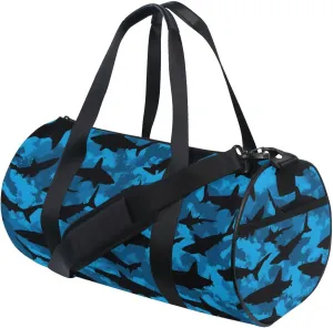 MNSRUU Sports Duffel Bags, Shark Silhouette Athletic Gym Bag Overnight Workout Travel Tote Luggage for Men Women Yoga
