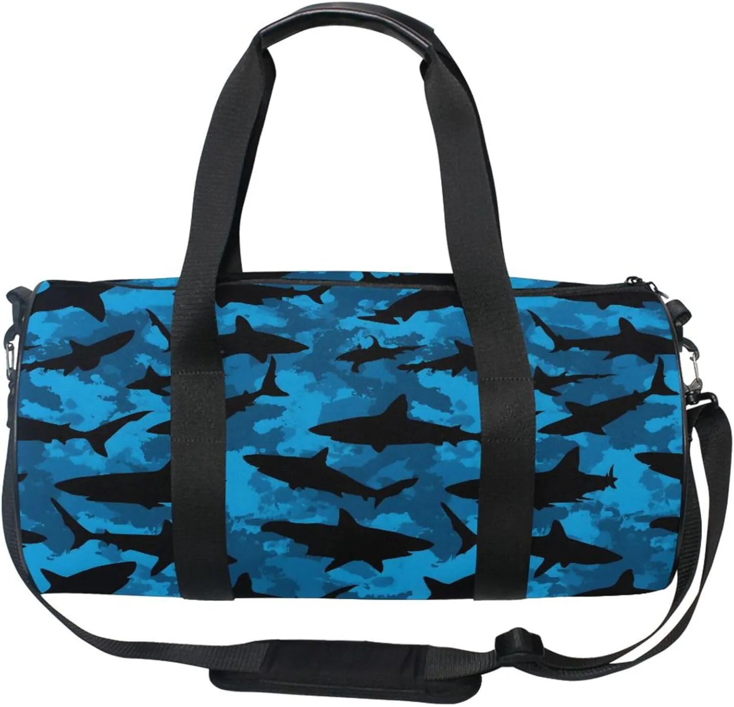 MNSRUU Sports Duffel Bags, Shark Silhouette Athletic Gym Bag Overnight Workout Travel Tote Luggage for Men Women Yoga