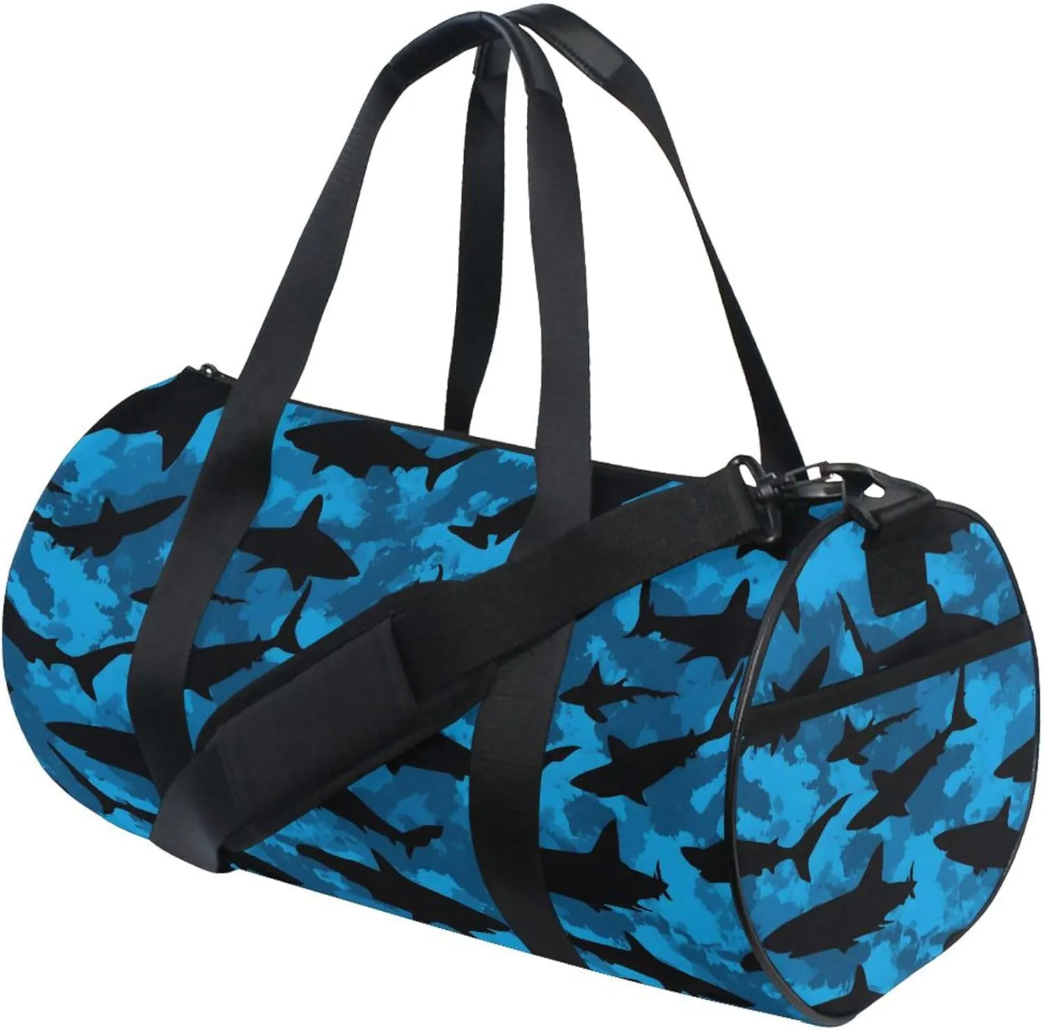 MNSRUU Sports Duffel Bags, Shark Silhouette Athletic Gym Bag Overnight Workout Travel Tote Luggage for Men Women Yoga