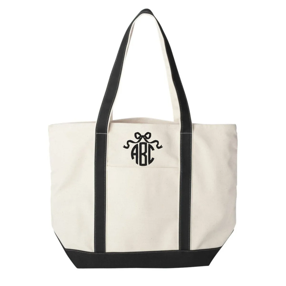 Monogrammed 'Bow' Canvas Boat Tote