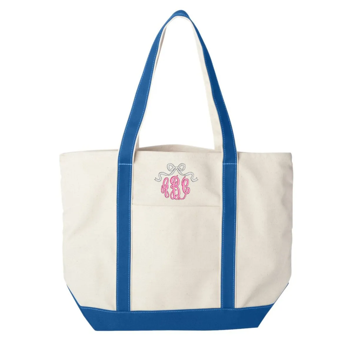 Monogrammed 'Bow' Canvas Boat Tote