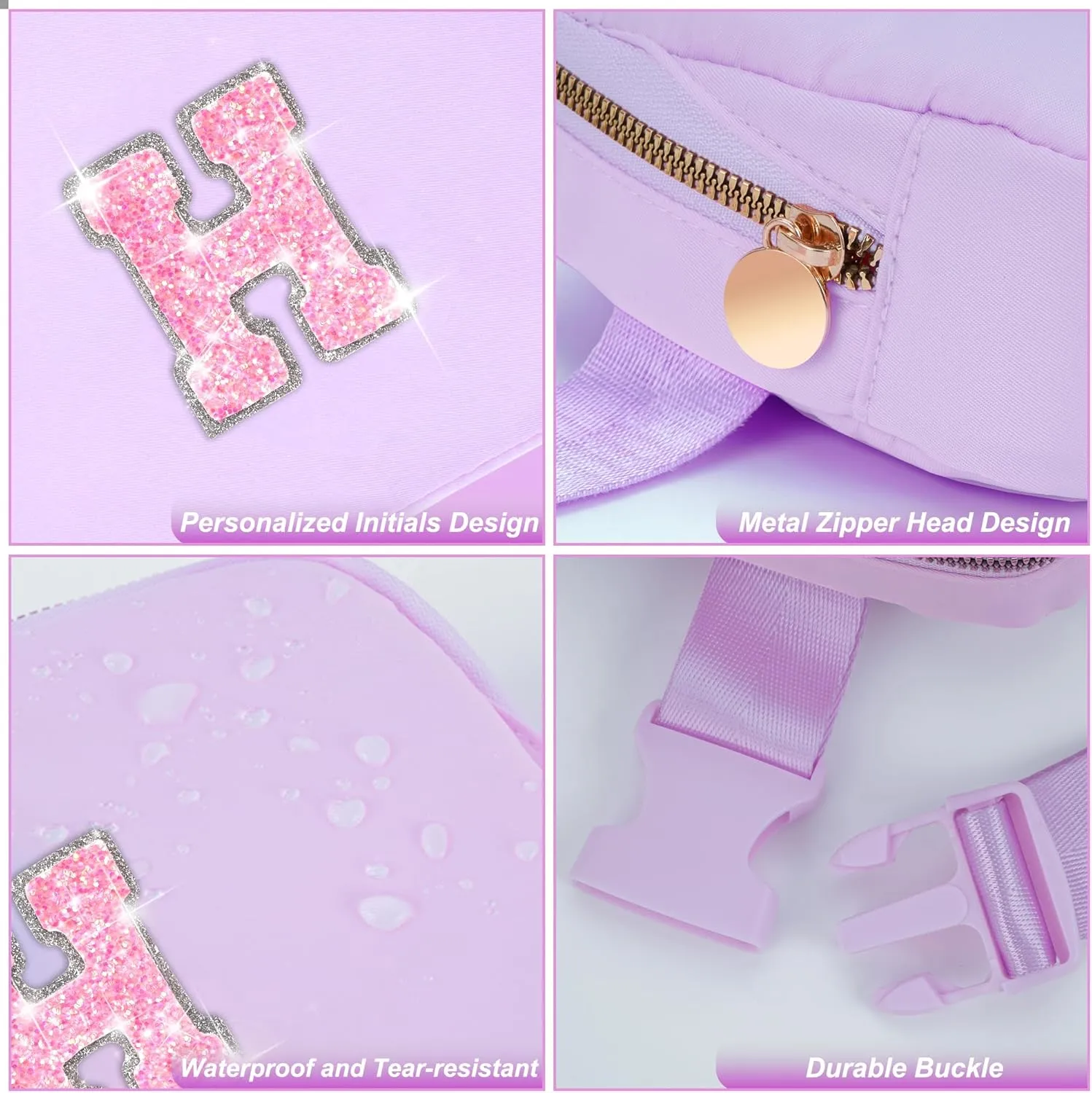 Monogrammed Gifts for Women Girls - Fanny Pack & Crossbody Bag Trendy Everywhere Belt Bag Fashion Monogrammed Purse | H, Lavender Bag