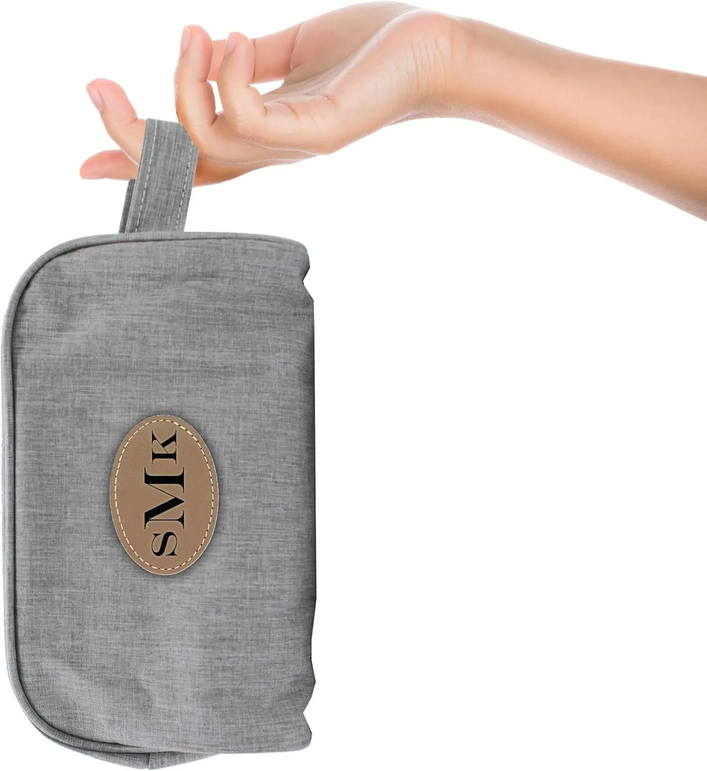 Monogrammed Travel Toiletry Bag, Monogram Cosmetic Organizer, Makeup or Dopp Kit, Gifts for Her, Him (Grey)