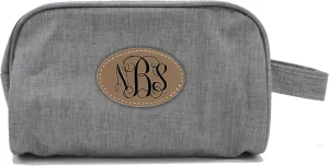 Monogrammed Travel Toiletry Bag, Monogram Cosmetic Organizer, Makeup or Dopp Kit, Gifts for Her, Him (Grey)