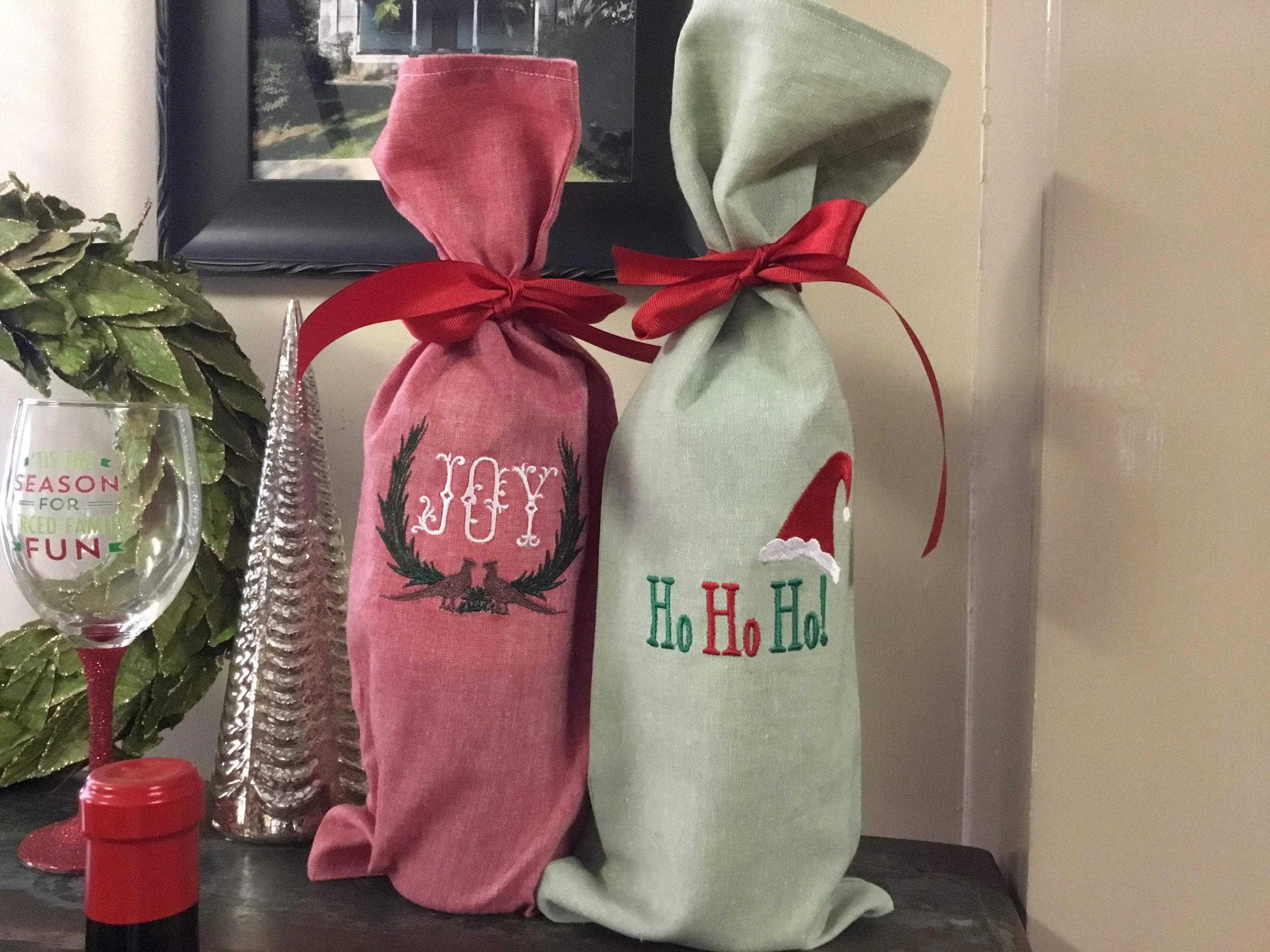 Monogrammed Wine Bag