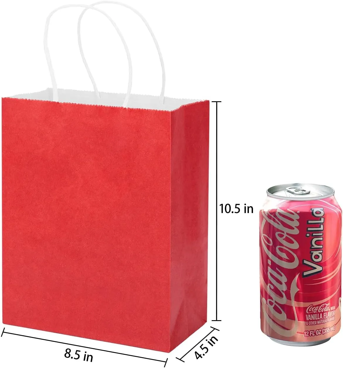 MOZRRO Gift Bags, 100 Pack 10.5x8.5x4.5 Inch, Paper Bags with Handles, Red, Medium Size, Recyclable, Eco-Friendly, Birthday, Wedding, Bulk, Party, Lunch Bags