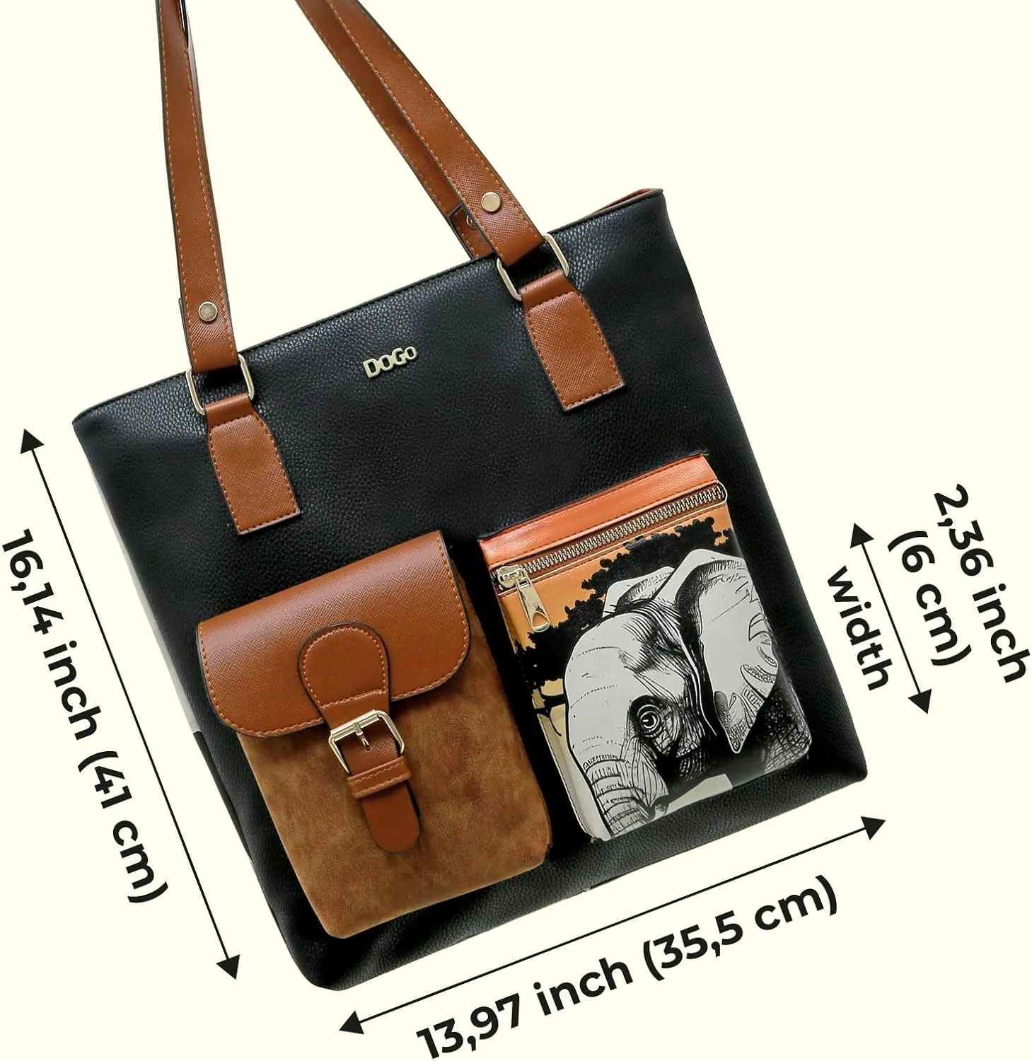 Multi Pocket Shoulder Bags for Women - Vegan Leather and Unique Design Handmade Womens Bags