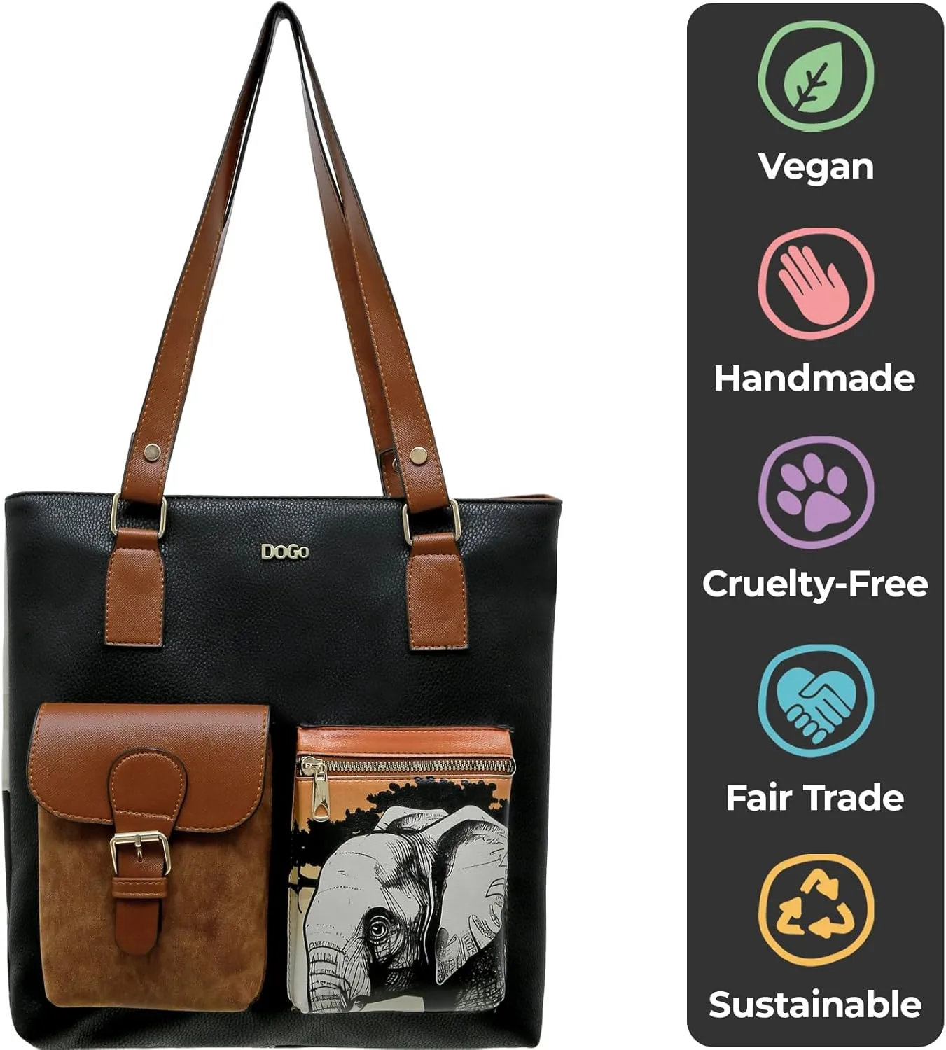 Multi Pocket Shoulder Bags for Women - Vegan Leather and Unique Design Handmade Womens Bags
