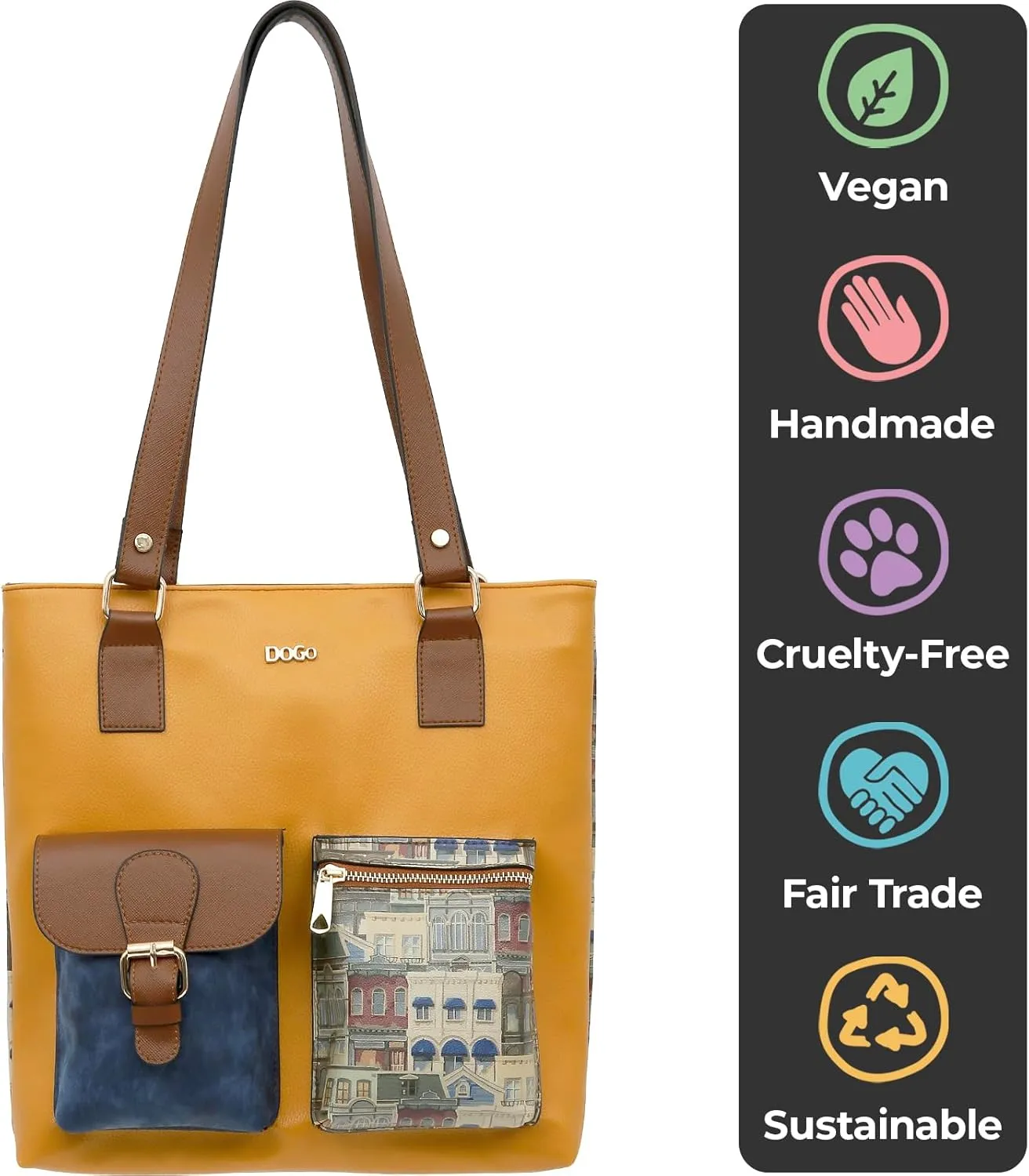 Multi Pocket Shoulder Bags for Women - Vegan Leather and Unique Design Handmade Womens Bags