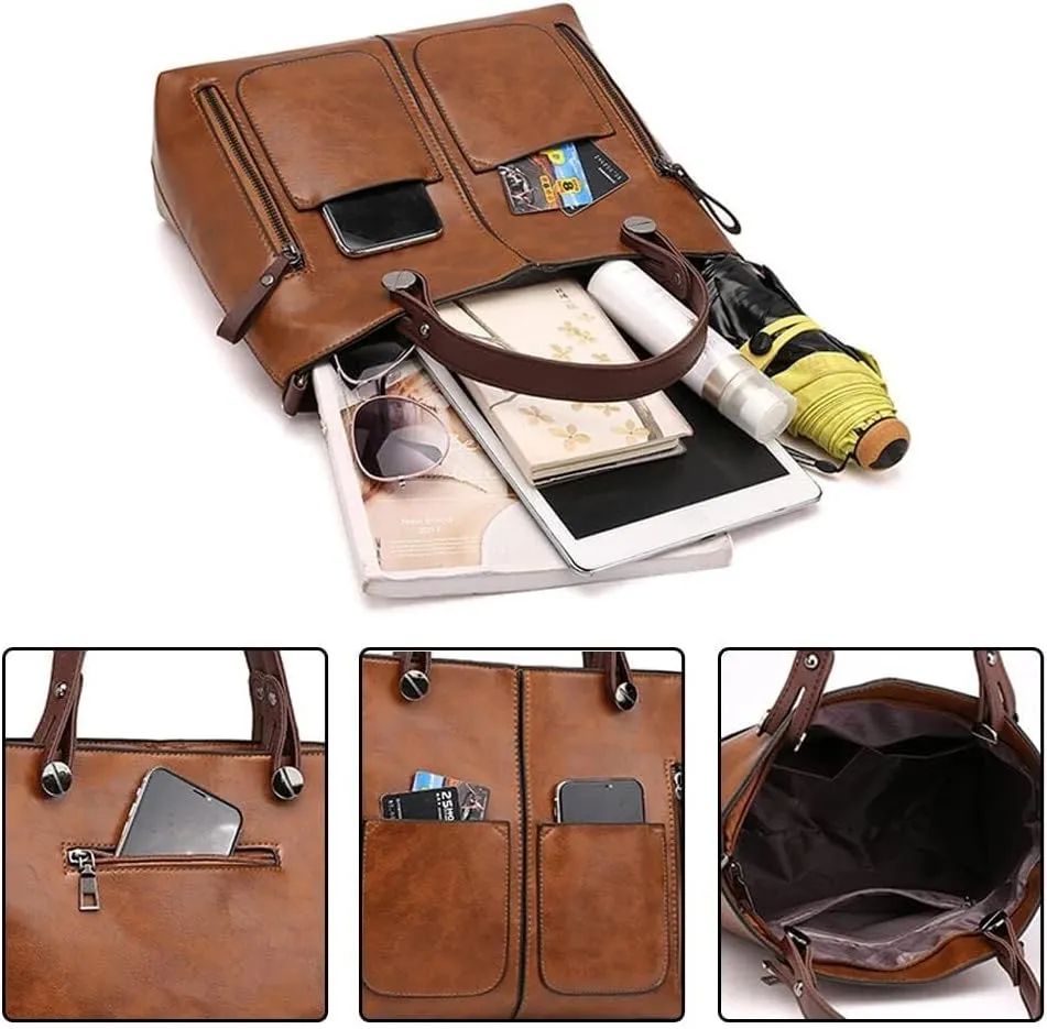 Multi Pockets Crossbody Retro Hobo Shoulder Top Handle Handbag Purse for Work Women’s Tote Handbag