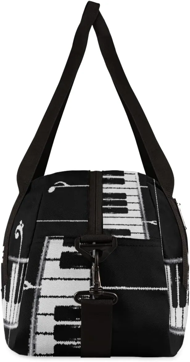 Musical Piano Theme Personalized Kids Duffel Bag for Girls Boys, Piano Debris Custom Name Dance Bag Overnight Small Duffel Bag Carry On Weekend Sports Travel Bag for School Practice Gymnastics Ballet