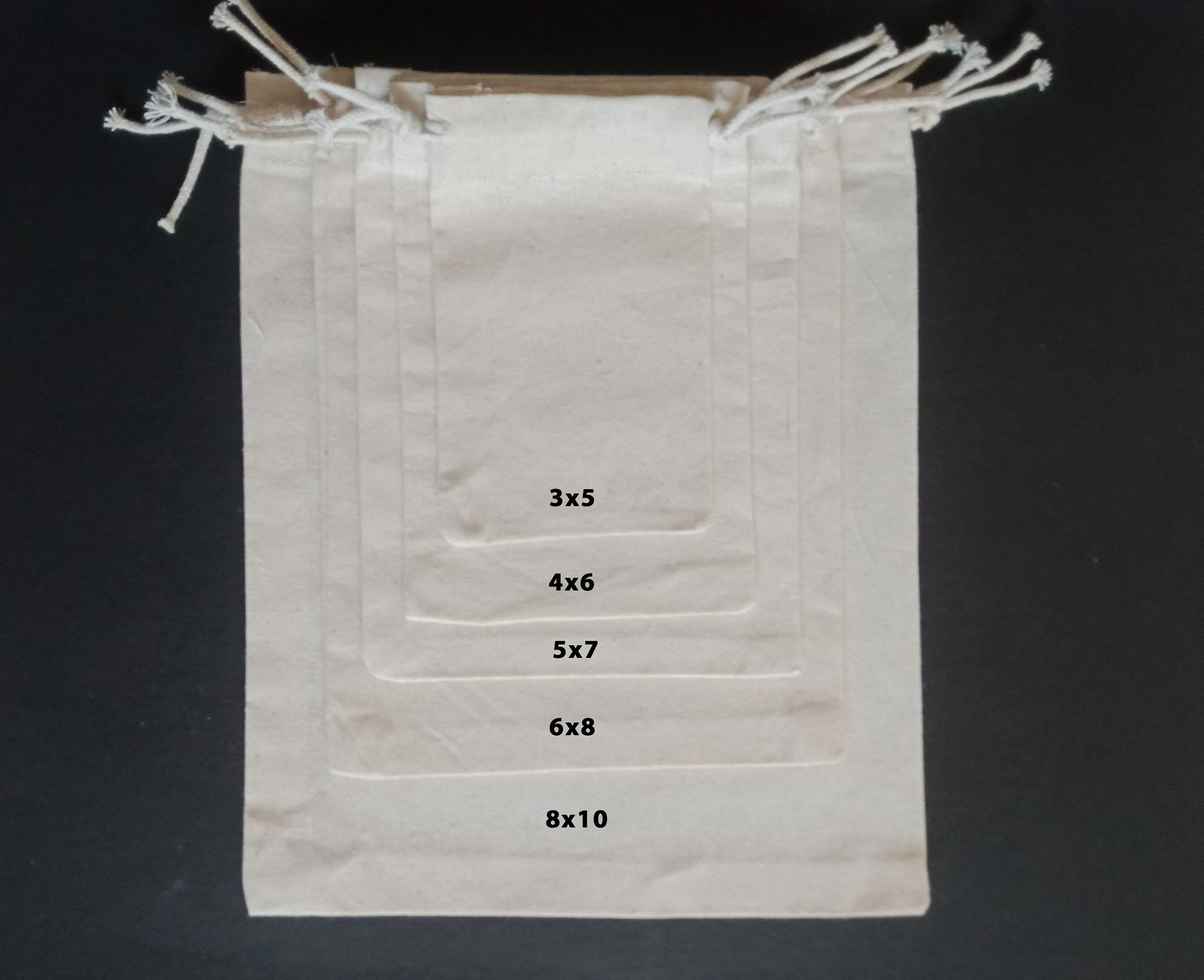 Muslin Bags - 100% Organic Cotton - Double Drawstring Produce Bags-Available in Different sizes and quantities - Reusable Cotton Bags