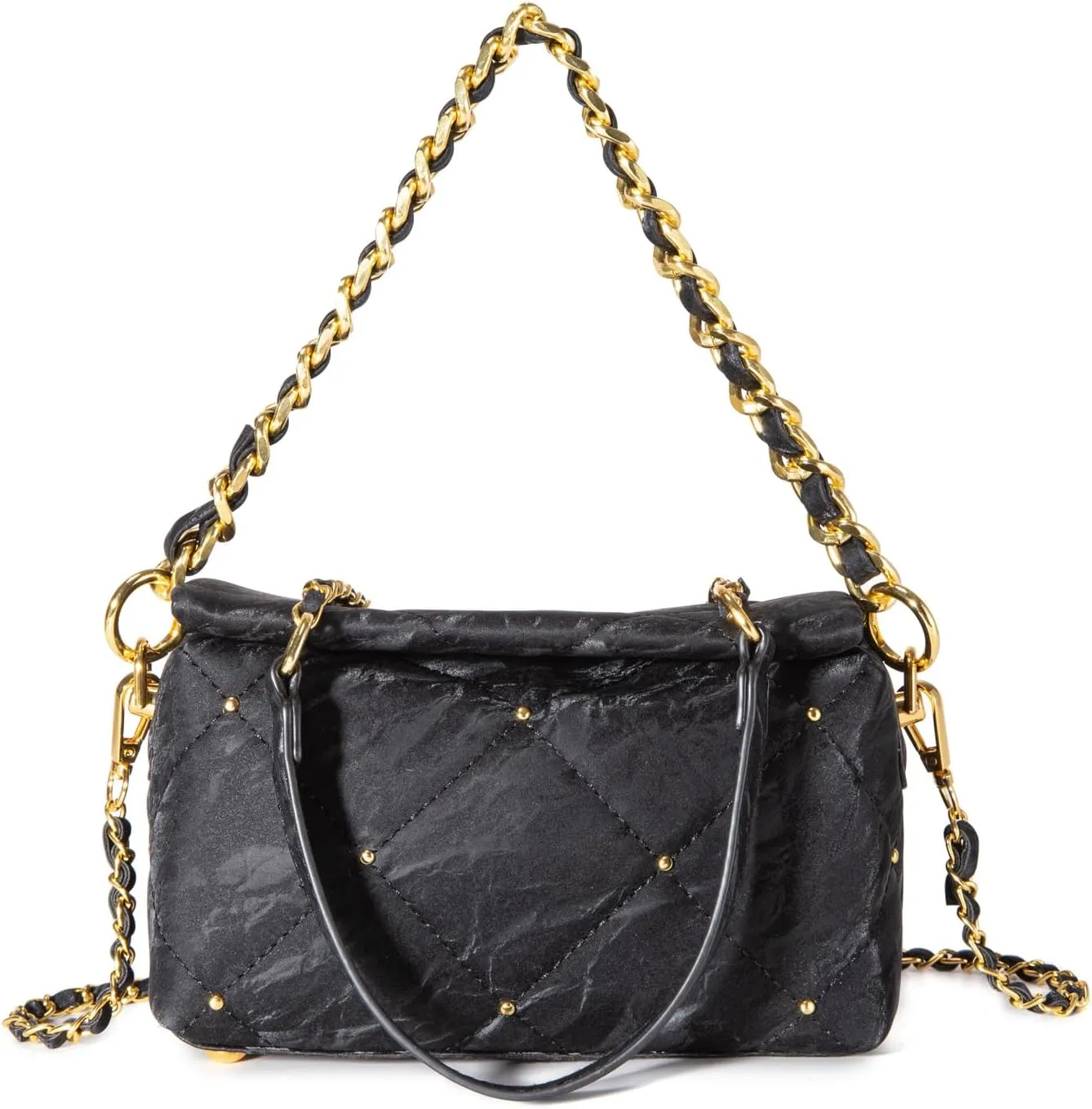 myfriday Small Quilted Crossbody Bags for Women Luxury PU Trendy Designer Shoulder Handbag Purse with 2 Chain Strap