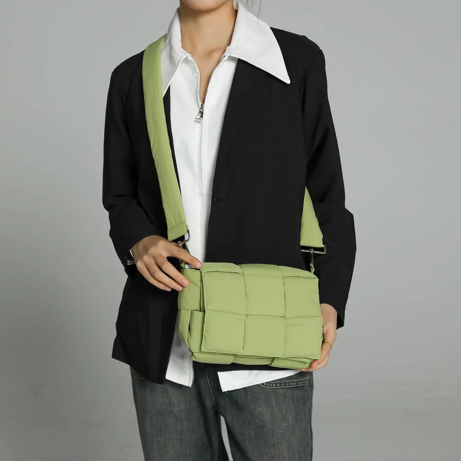 NAARIIAN Shoulder bags for women, Light-weight small puffer purses waterproof, hand-woven puffy bag crossbody handbag