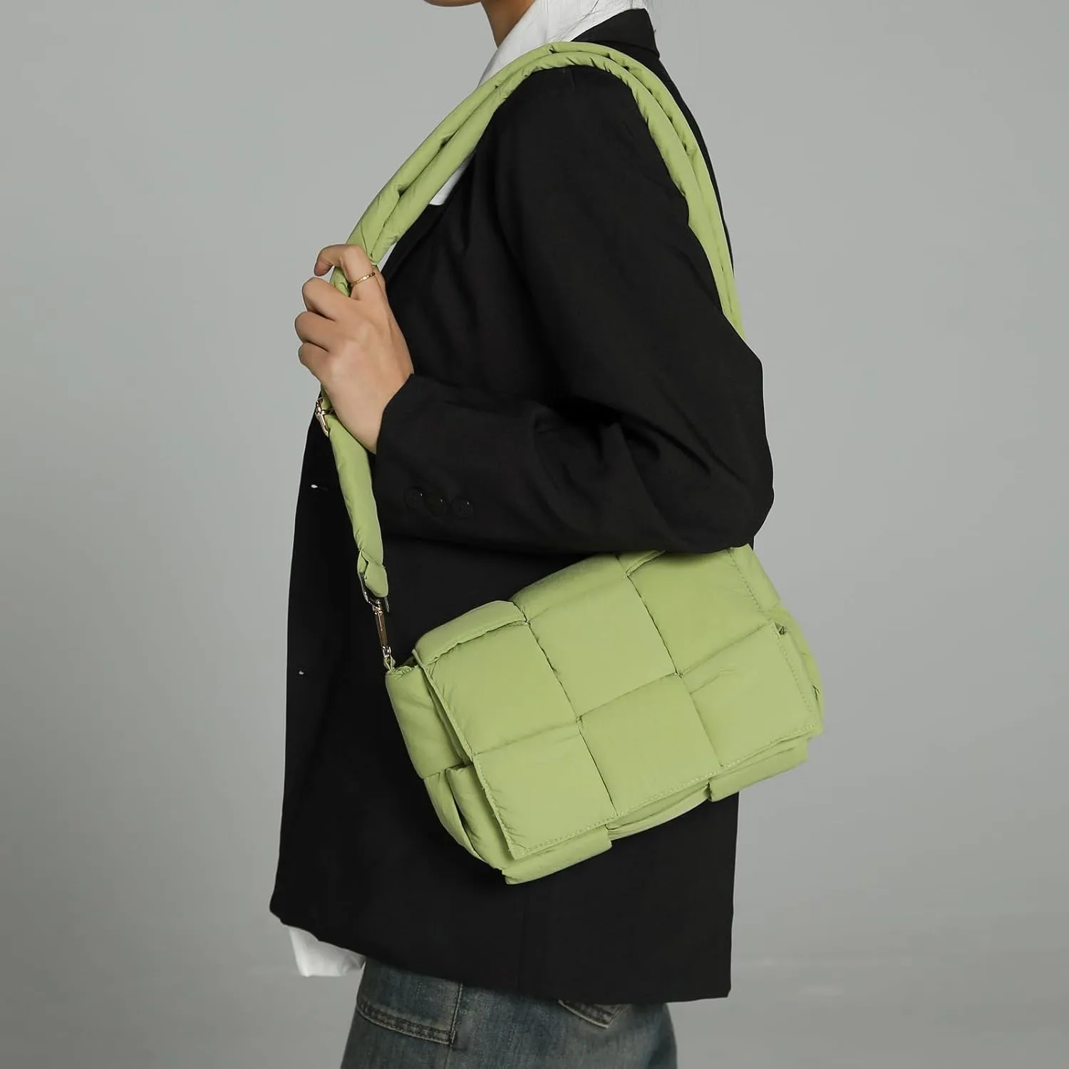 NAARIIAN Shoulder bags for women, Light-weight small puffer purses waterproof, hand-woven puffy bag crossbody handbag