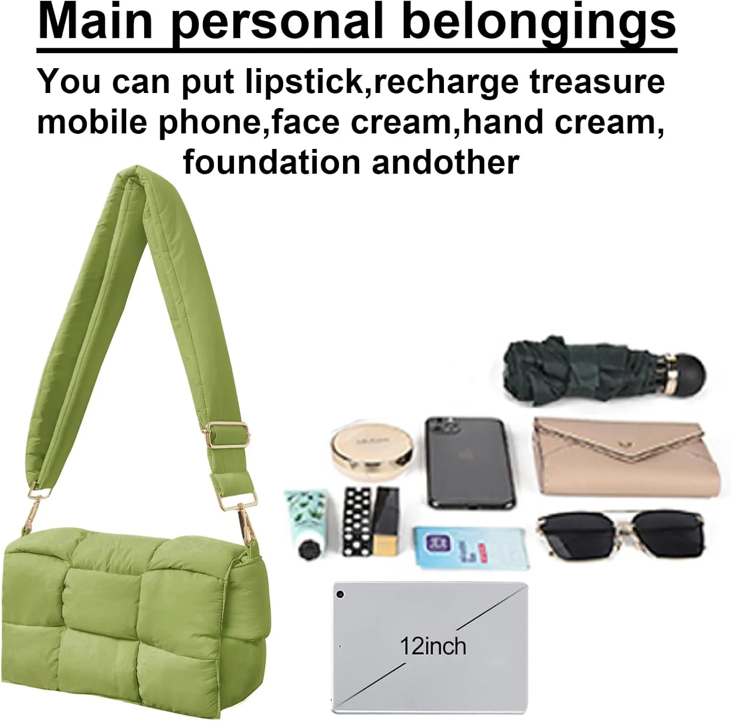 NAARIIAN Shoulder bags for women, Light-weight small puffer purses waterproof, hand-woven puffy bag crossbody handbag