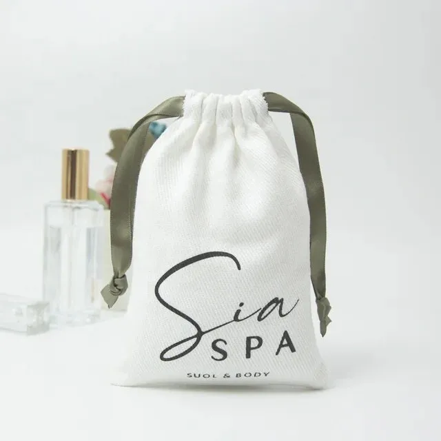 Natural Organic Cotton Drawstring Bag with Grosgrain Satin Ribbon,Natural Cotton Bag,Packaging Bag,Jewelry Pouch,Personalized Bags,Dust Bag,
