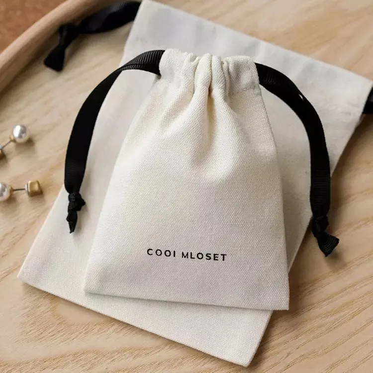 Natural Organic Cotton Drawstring Bag with Grosgrain Satin Ribbon,Natural Cotton Bag,Packaging Bag,Jewelry Pouch,Personalized Bags,Dust Bag,