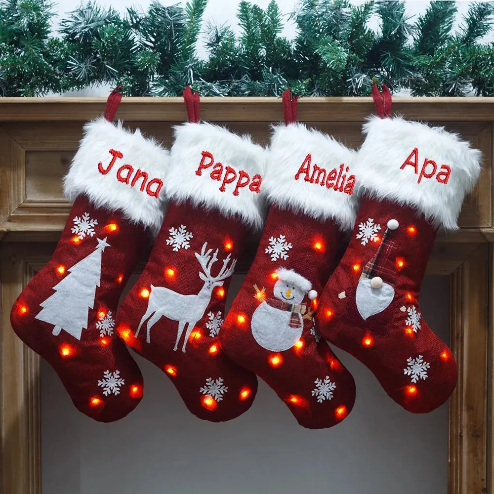 New Personalized Christmas Socks with Lights