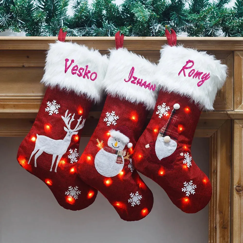New Personalized Christmas Socks with Lights