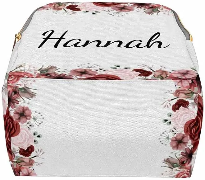 Newcos Personalized Roses Field Diaper Bag Backpack with Name Custom Mommy Nursing Baby Bags