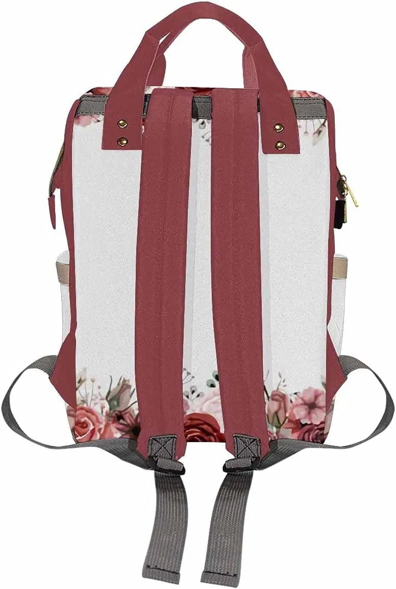 Newcos Personalized Roses Field Diaper Bag Backpack with Name Custom Mommy Nursing Baby Bags