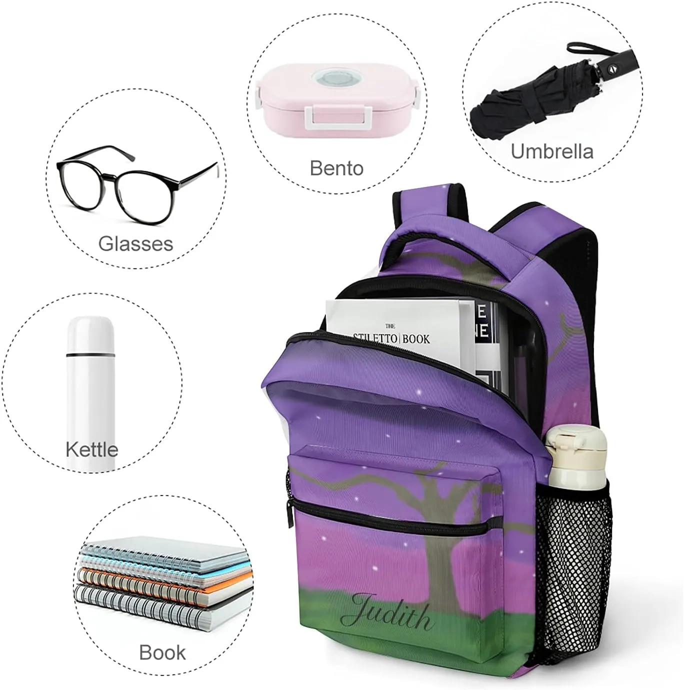 Night Sky Custom Kids Backpack, Personalized Student School Bags for Boys & Girls, Bookbags with Adjustable Strapfor Travel