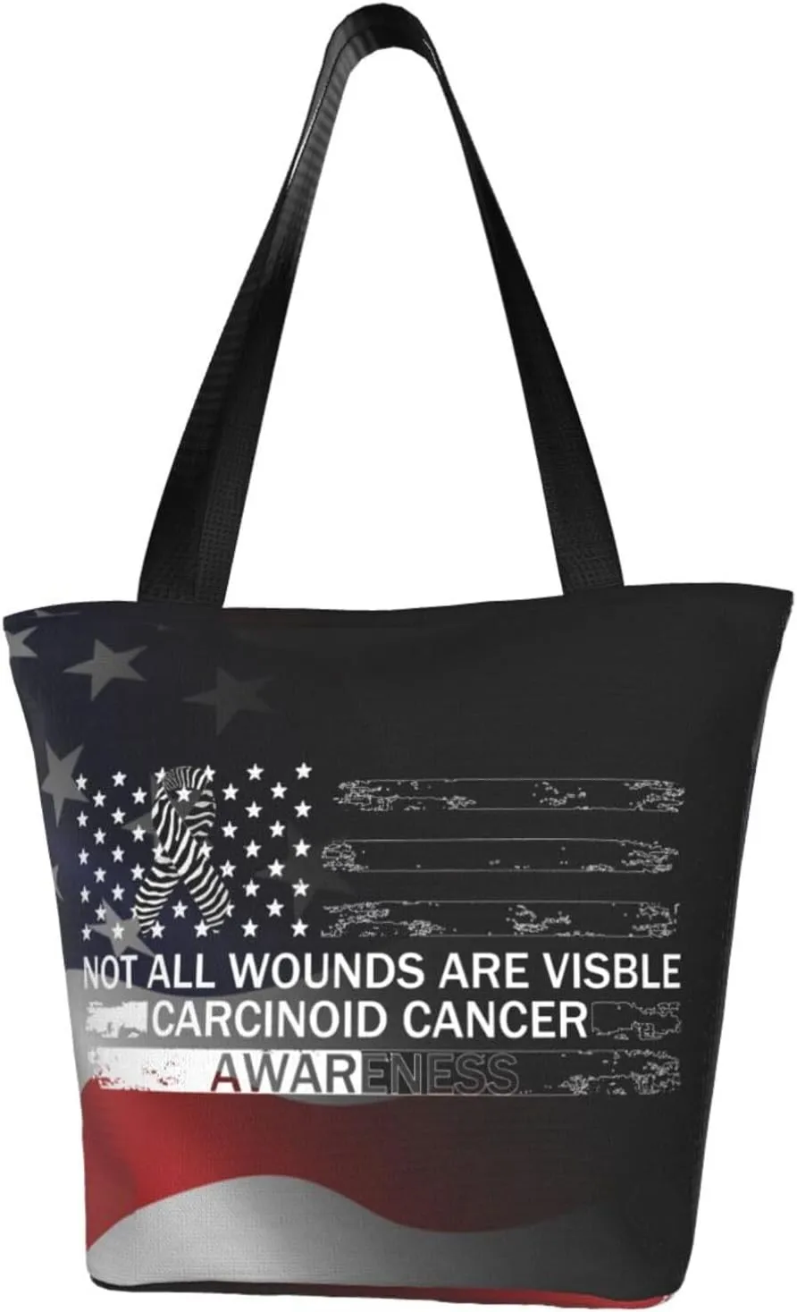 Not All Wounds Are Visible Carcinoid Cancer Awareness Fashion Shoulder Bag Large Capacity For Man Or Woman