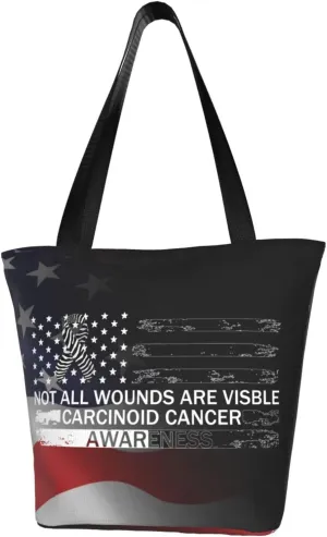 Not All Wounds Are Visible Carcinoid Cancer Awareness Fashion Shoulder Bag Large Capacity For Man Or Woman