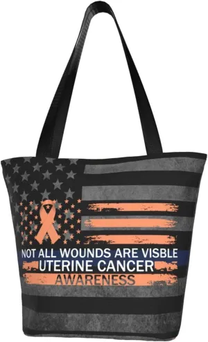 Not All Wounds Are Visible Uterine Cancer Awareness Fashion Shoulder Bag Large Capacity For Man Or Woman