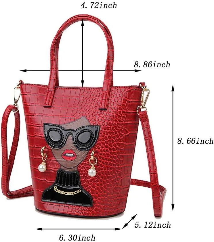 Novelty 3D Lady Face Purse Top Handle Satchel Handbags Clutch Purse for Women Unique Shoulder Bags