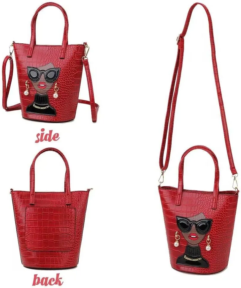 Novelty 3D Lady Face Purse Top Handle Satchel Handbags Clutch Purse for Women Unique Shoulder Bags