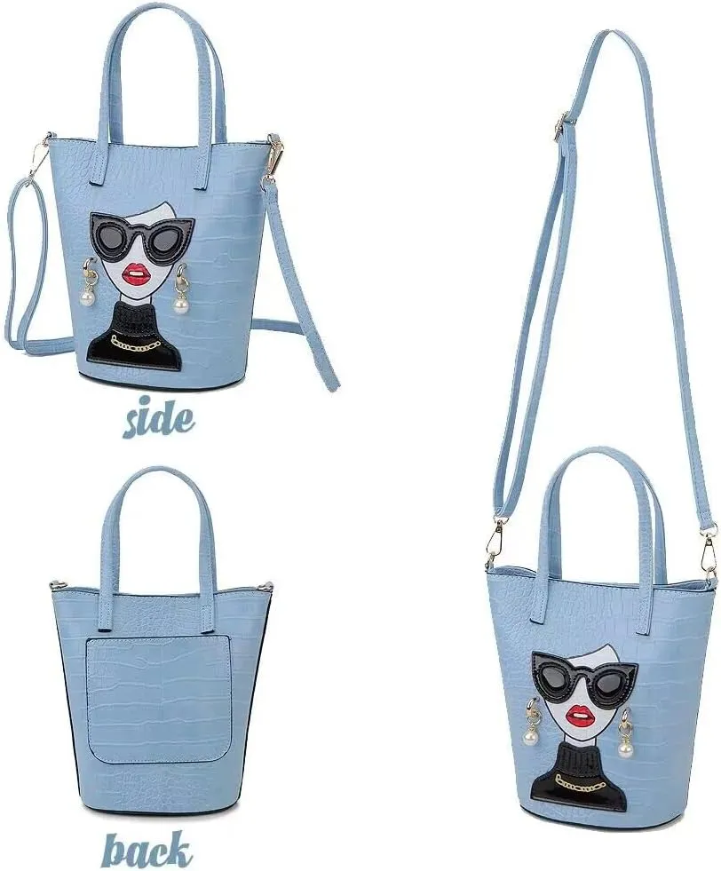 Novelty 3D Lady Face Purse Top Handle Satchel Handbags Clutch Purse for Women Unique Shoulder Bags