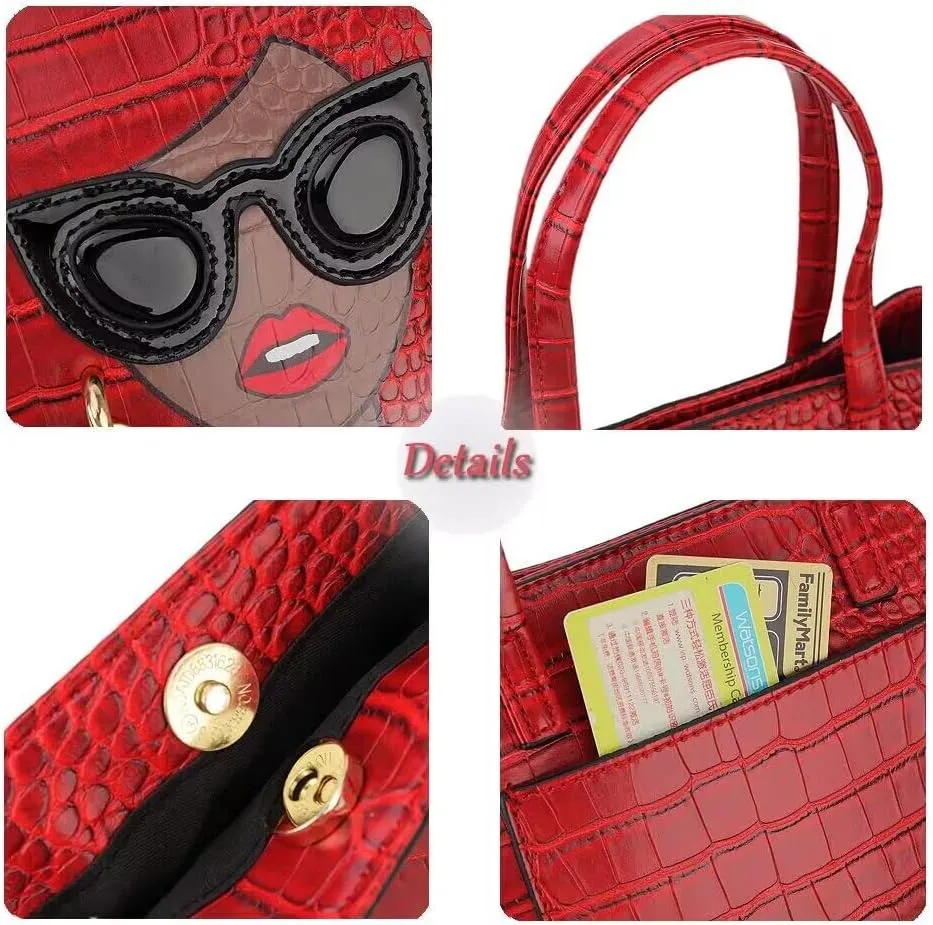 Novelty 3D Lady Face Purse Top Handle Satchel Handbags Clutch Purse for Women Unique Shoulder Bags