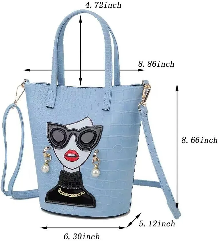 Novelty 3D Lady Face Purse Top Handle Satchel Handbags Clutch Purse for Women Unique Shoulder Bags