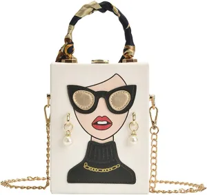 Novelty Unique 3D Lady Face PU Leather Top Handle Satchel Handbags for Women Funky Tote Purse Hobo Crossbody Shoulder bags