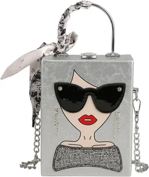 Novelty Unique 3D Lady Face PU Leather Top Handle Satchel Handbags for Women Funky Tote Purse Hobo Crossbody Shoulder bags