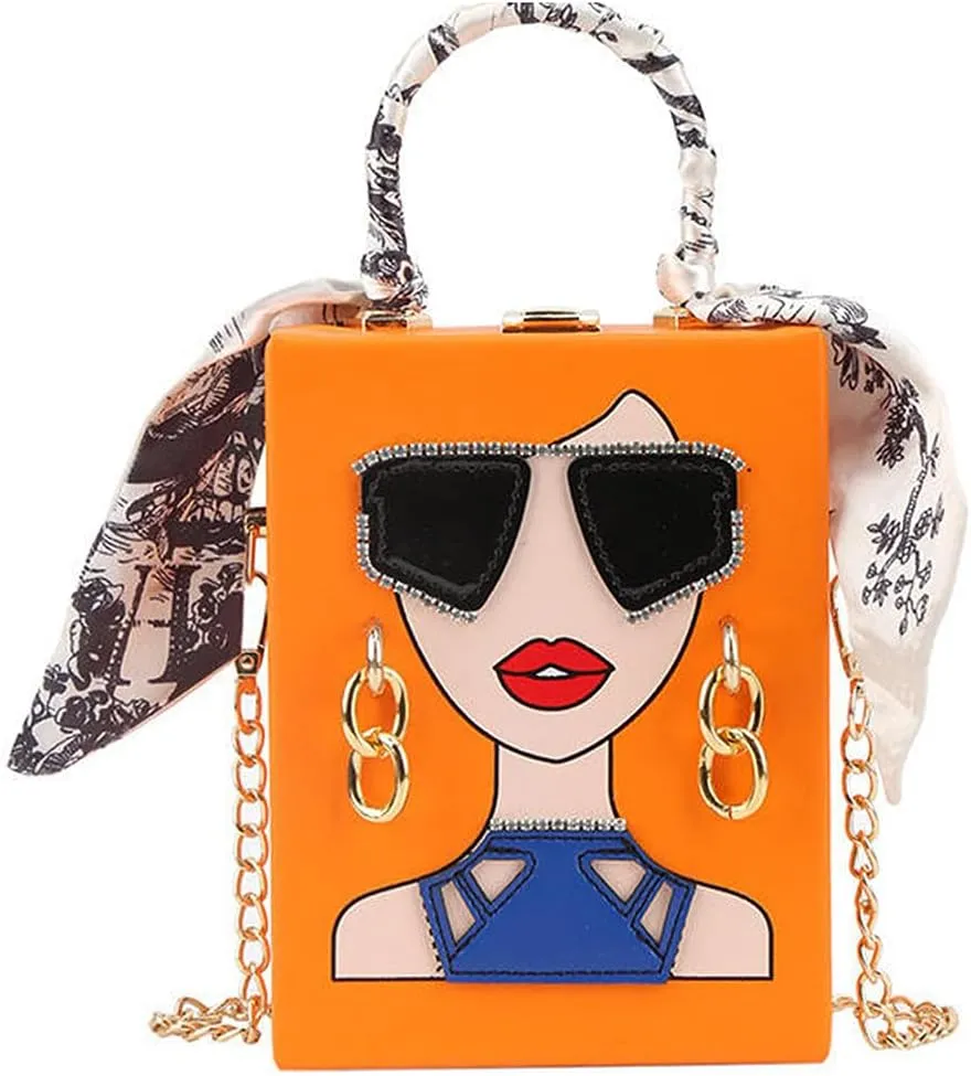 Novelty Unique 3D Lady Face PU Leather Top Handle Satchel Handbags for Women Funky Tote Purse Hobo Crossbody Shoulder bags